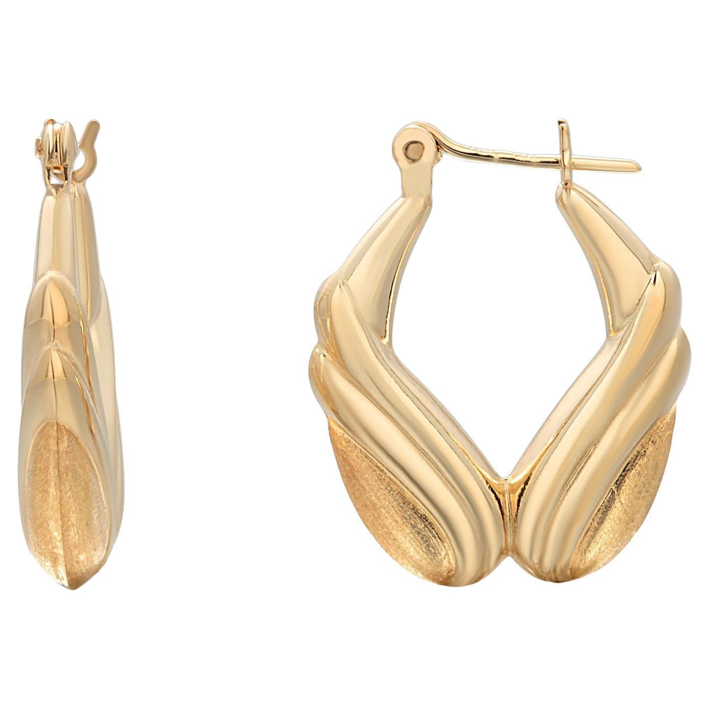 Orecchini a cerchio incisi in oro giallo 14K Florentine