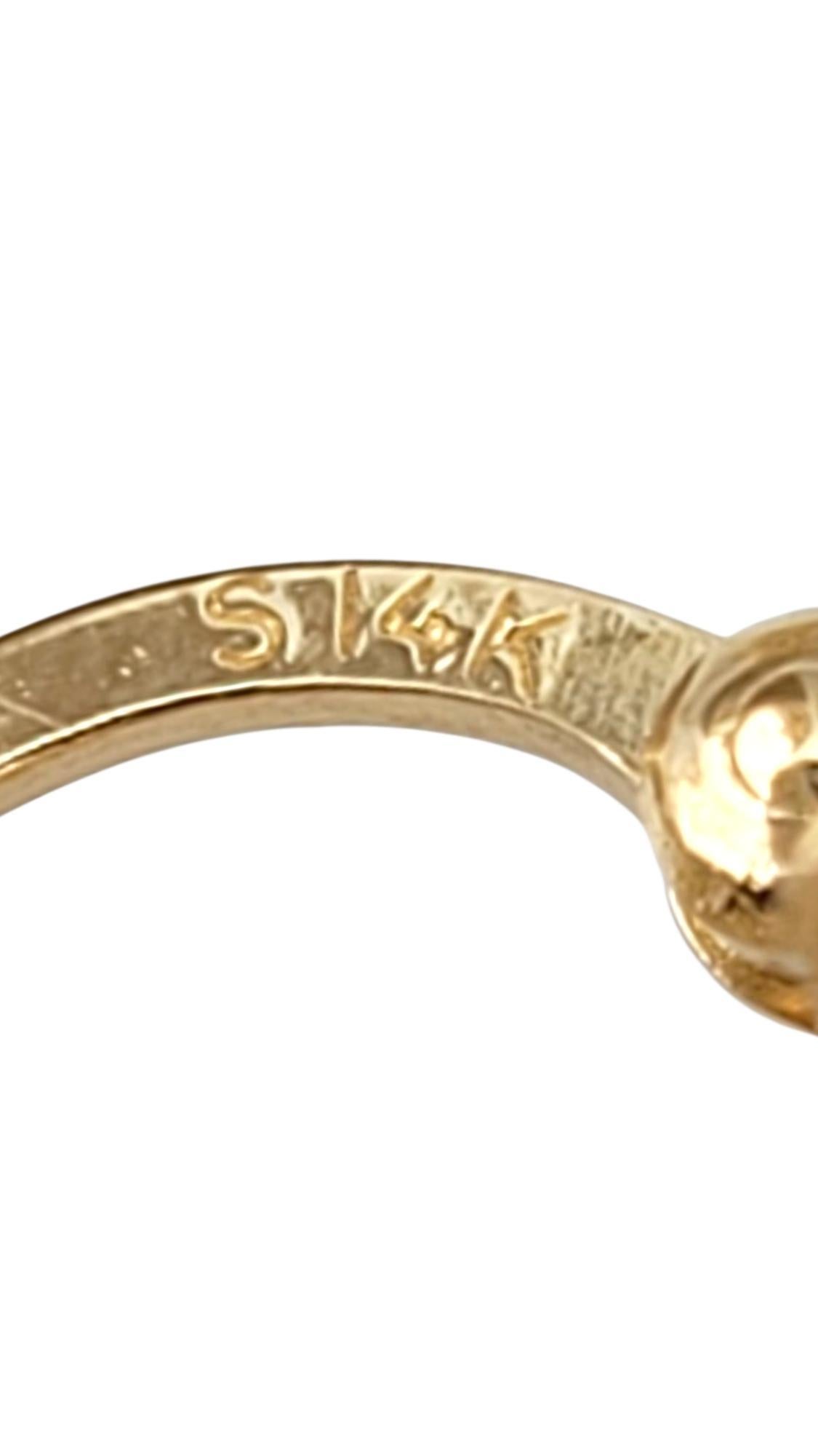 14K Yellow Gold Flower Band Hoop Earrings #21705 in vendita 4