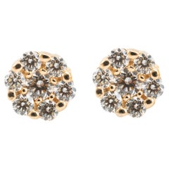 14K Gelbgold Blumen-Cluster-Diamant-Ohrstecker