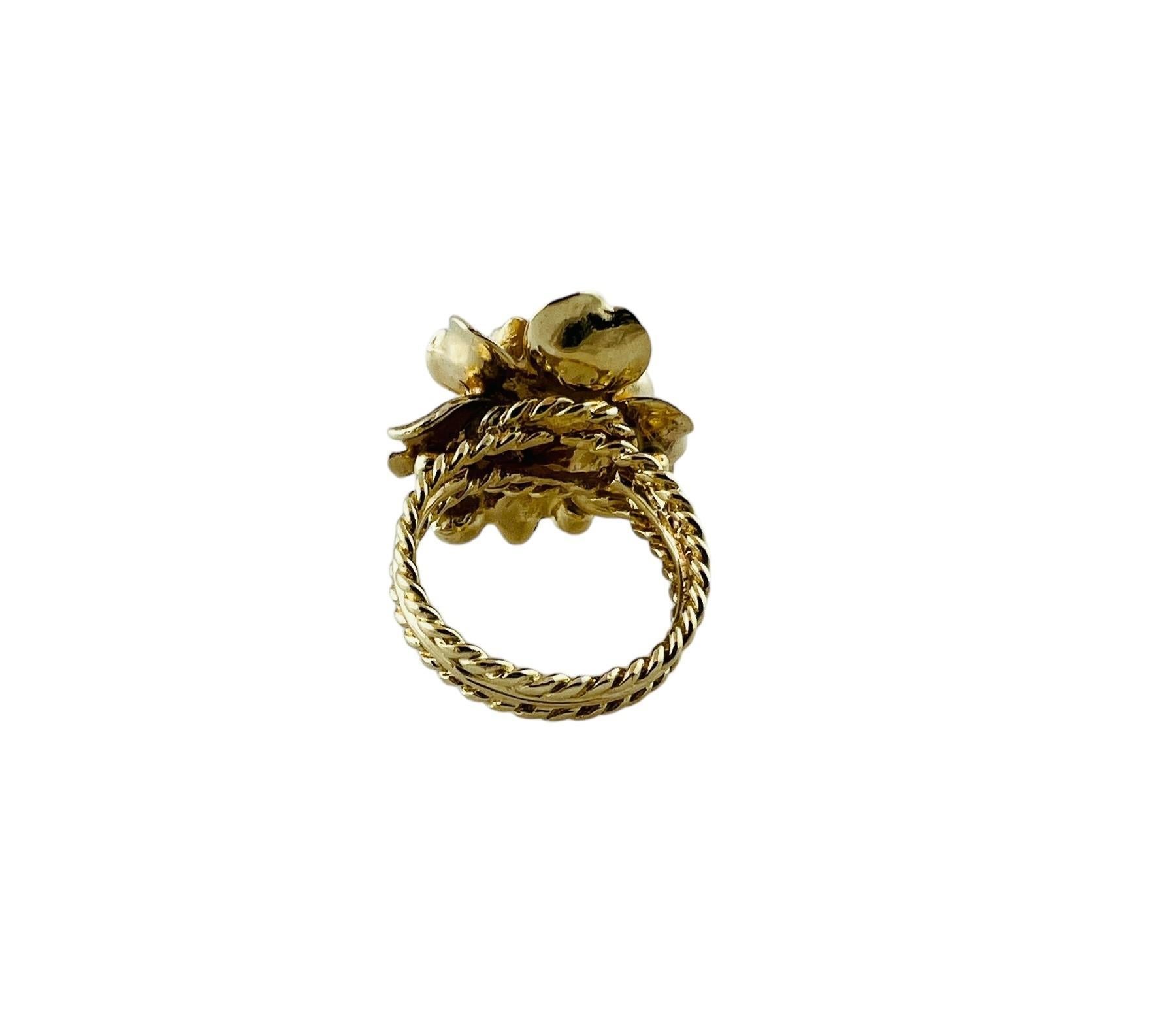 Women's 14K Yellow Gold Flower Cocktail Ring with Center Diamond #16577