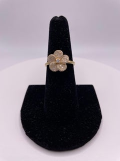 14k Yellow Gold Flower Diamond Ring