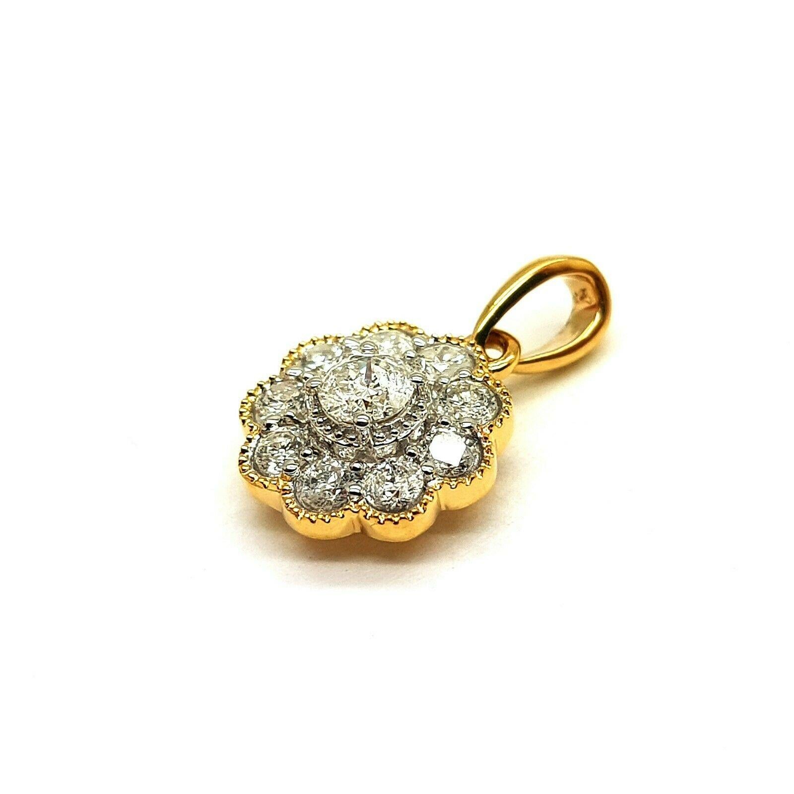 14 Karat Yellow Gold Flower Earring and Pendant Diamonds Approximate 1.00 Carat 1