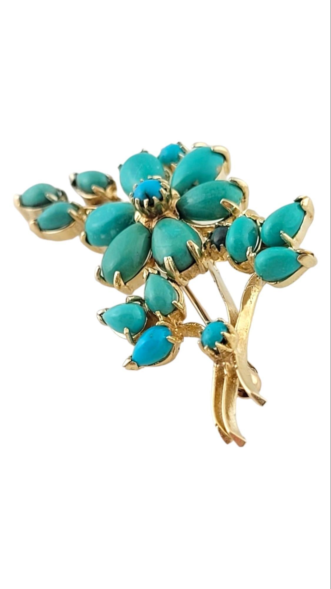 14K Yellow Gold Flower Pin with Turquoise Stones

This gorgeous 14K gold flower pin is decorated with 19 beautiful turquoise stones!

Size: 46.4mm X 23.5mm X 7.9mm

Weight: 7.32 g/ 4.7 dwt

Hallmark: 14K

Very good condition, professionally