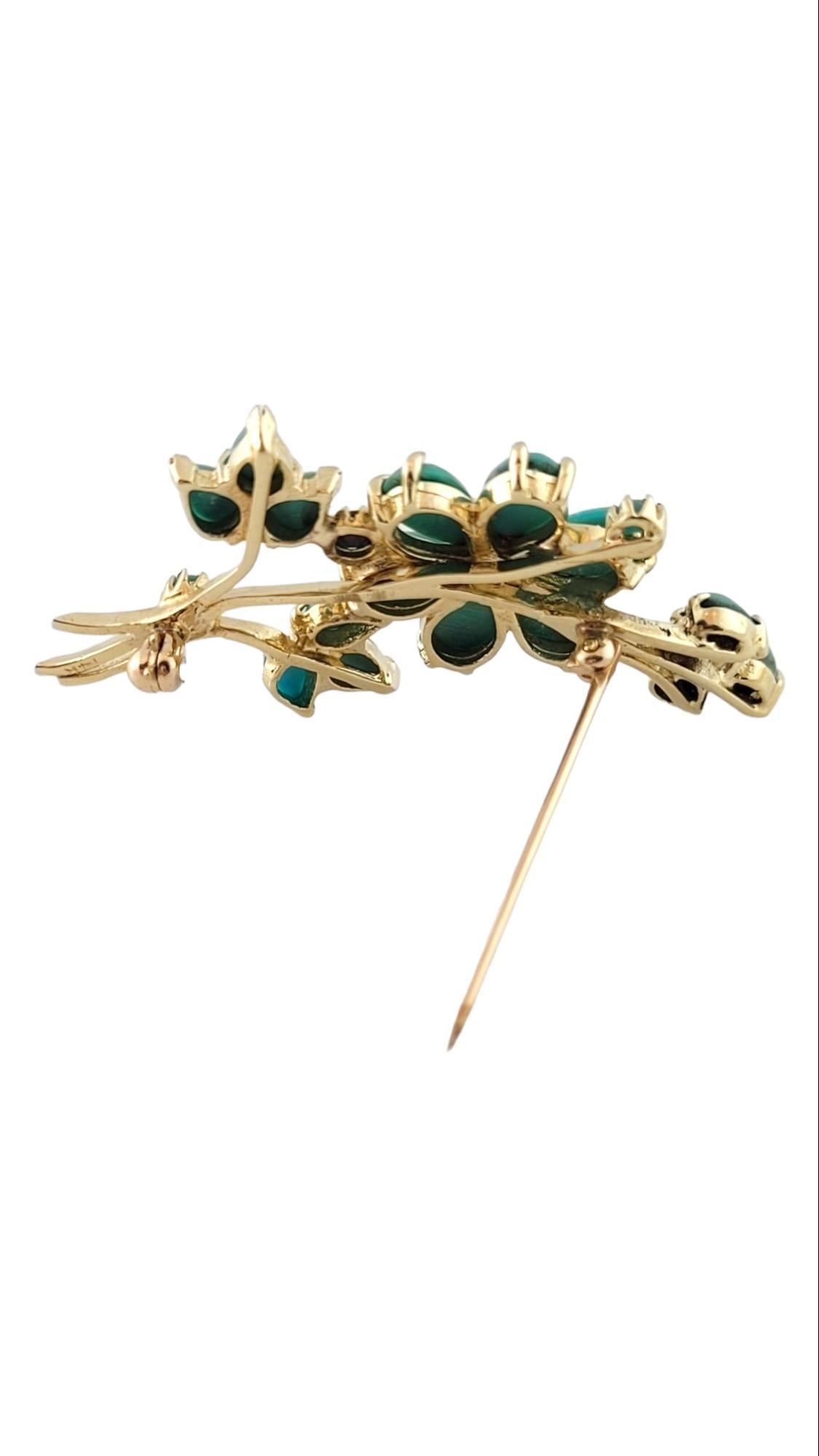 Women's 14K Yellow Gold Flower Pin with Turquoise Stones #15186 For Sale