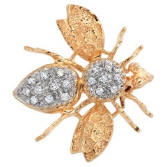 14K Yellow Gold Fly Brooch with Diamonds