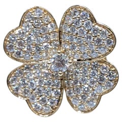 14K Yellow Gold Four Leaf Clover Cocktail Ring with 3.41ct in Diamonds