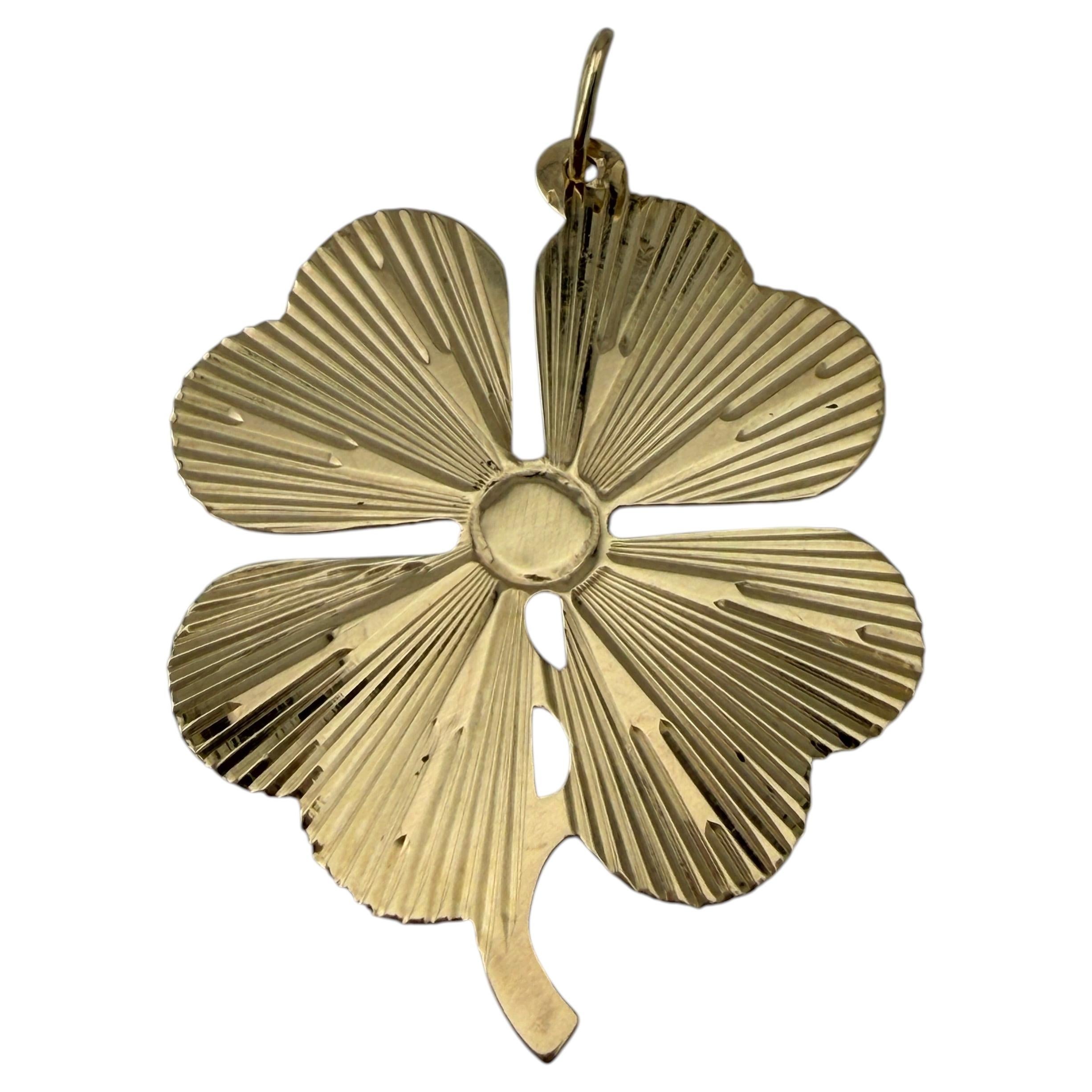 14k Yellow Gold Four Leaf Clover Pendant