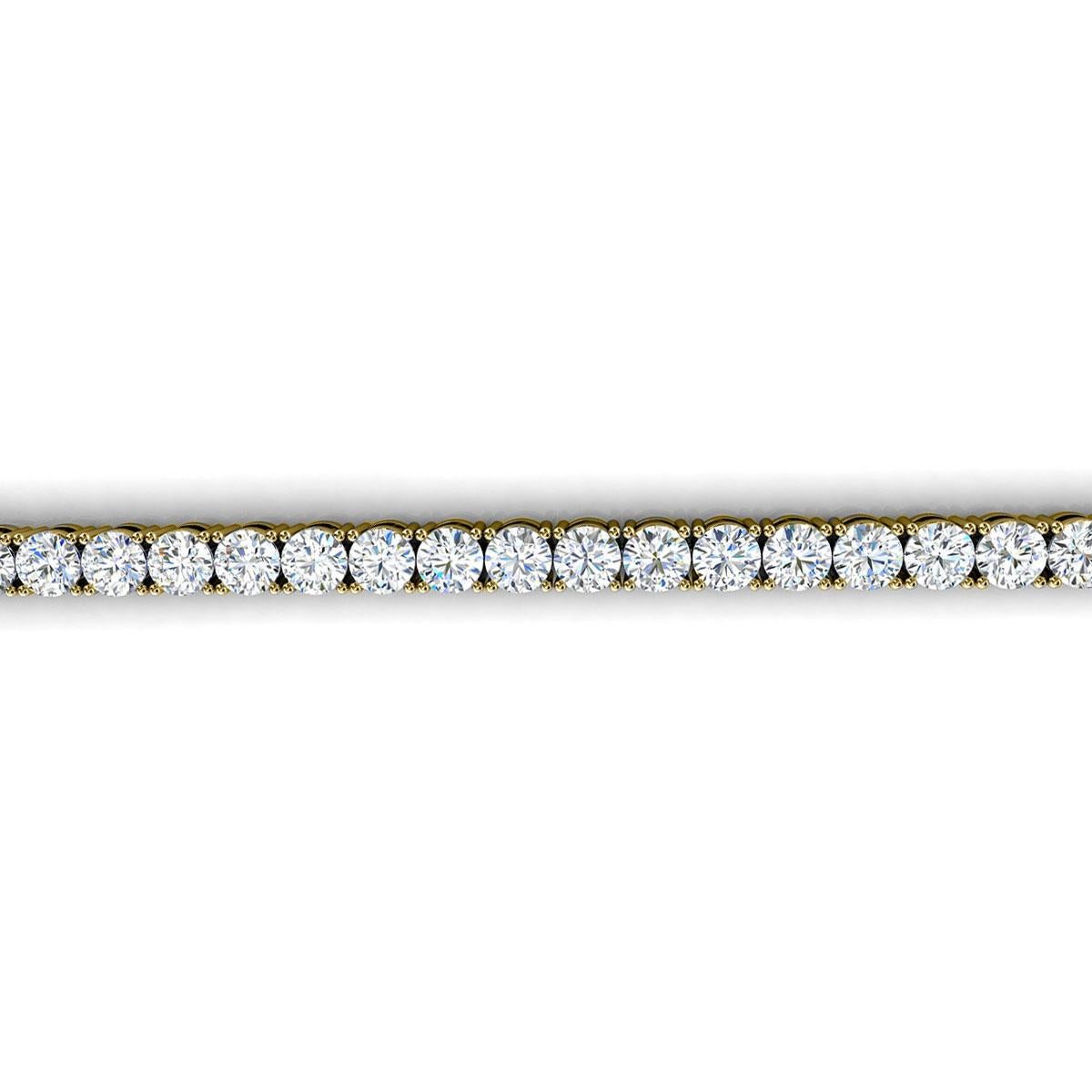 Bracelet tennis à quatre griffes en or jaune 14 carats avec diamants 8 carats poids total Neuf - En vente à San Francisco, CA