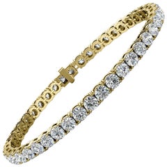 14k Yellow Gold Four Prongs Diamond Tennis Bracelet '8 Ct .tw'