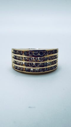 14K Gelbgold Vierreihiges Diamant-Kanalband (0,88 CTW)