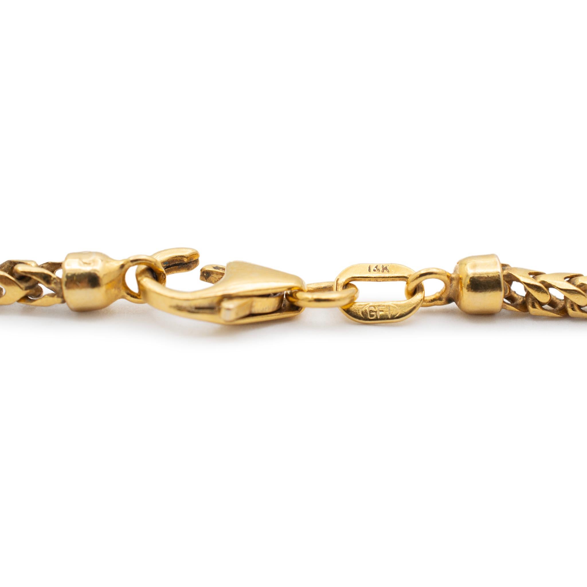 14K Yellow Gold Foxtail Link Chain 28” In Excellent Condition For Sale In Houston, TX