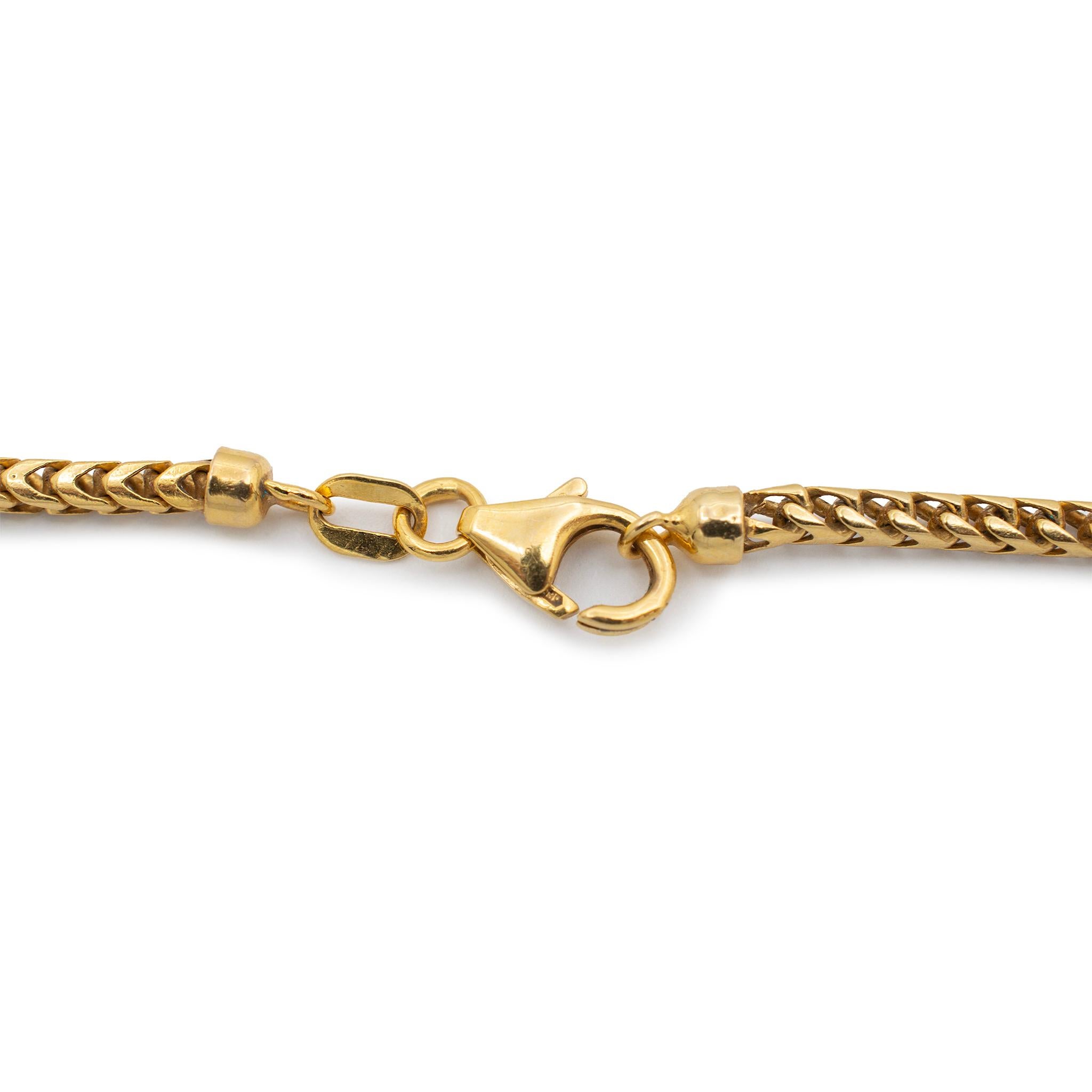 Women's or Men's 14K Yellow Gold Foxtail Link Chain 28” For Sale
