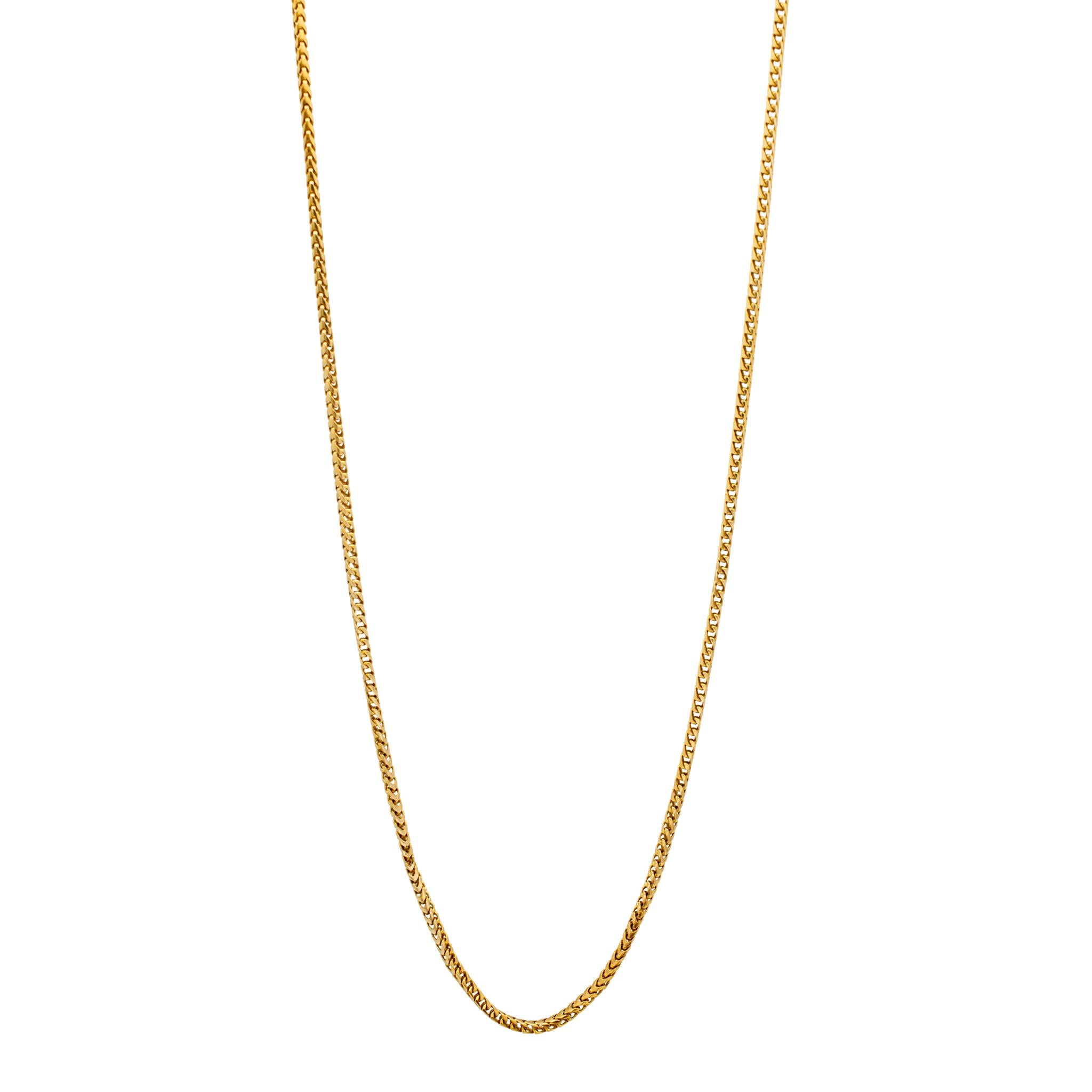 14K Yellow Gold Foxtail Link Chain 28” For Sale