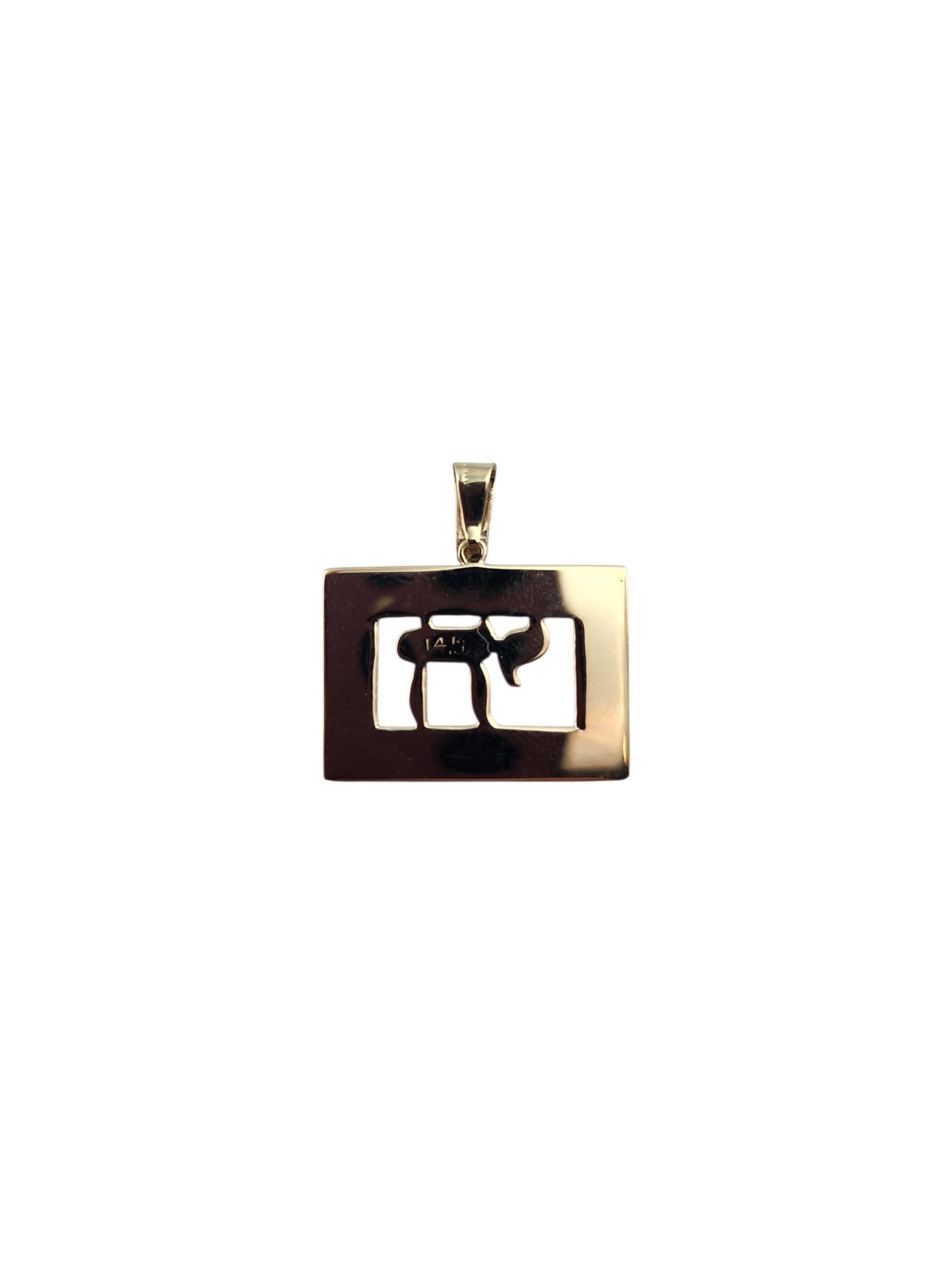 14K Yellow Gold Framed Chai Pendant -

This elegant chai pendant features the timeless Hebrew symbol for 
