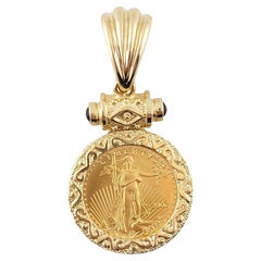 14K Yellow Gold Framed Gold Eagle Pendant #16279