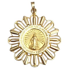 14K Gelbgold gerahmt Miraculous Medal Anhänger #21994