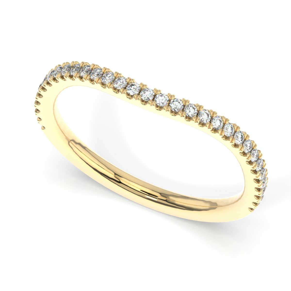 Round Cut 14K Yellow Gold Frances Petite Curve Diamond Ring '1/5 Ct. Tw' For Sale