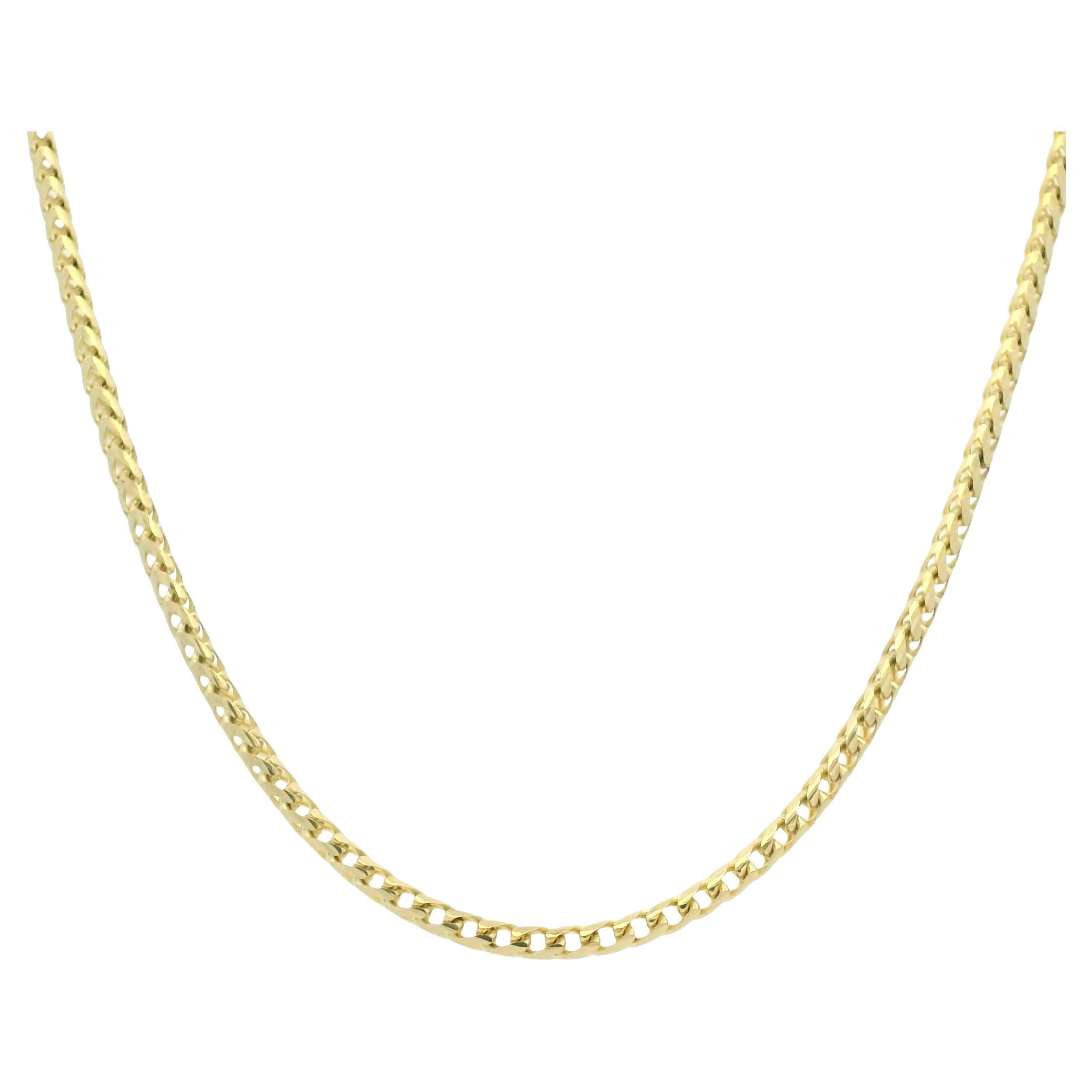 14K Yellow Gold Franco Link 2.5mm Chain Necklace In Stock For Sale