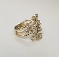 14k Yellow Gold Free-Form Diamond Ring Weighing 1.75cts