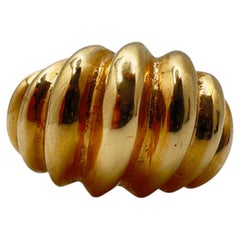 14K Yellow Gold Free-Form Scalloped Statement Ring - Size 6