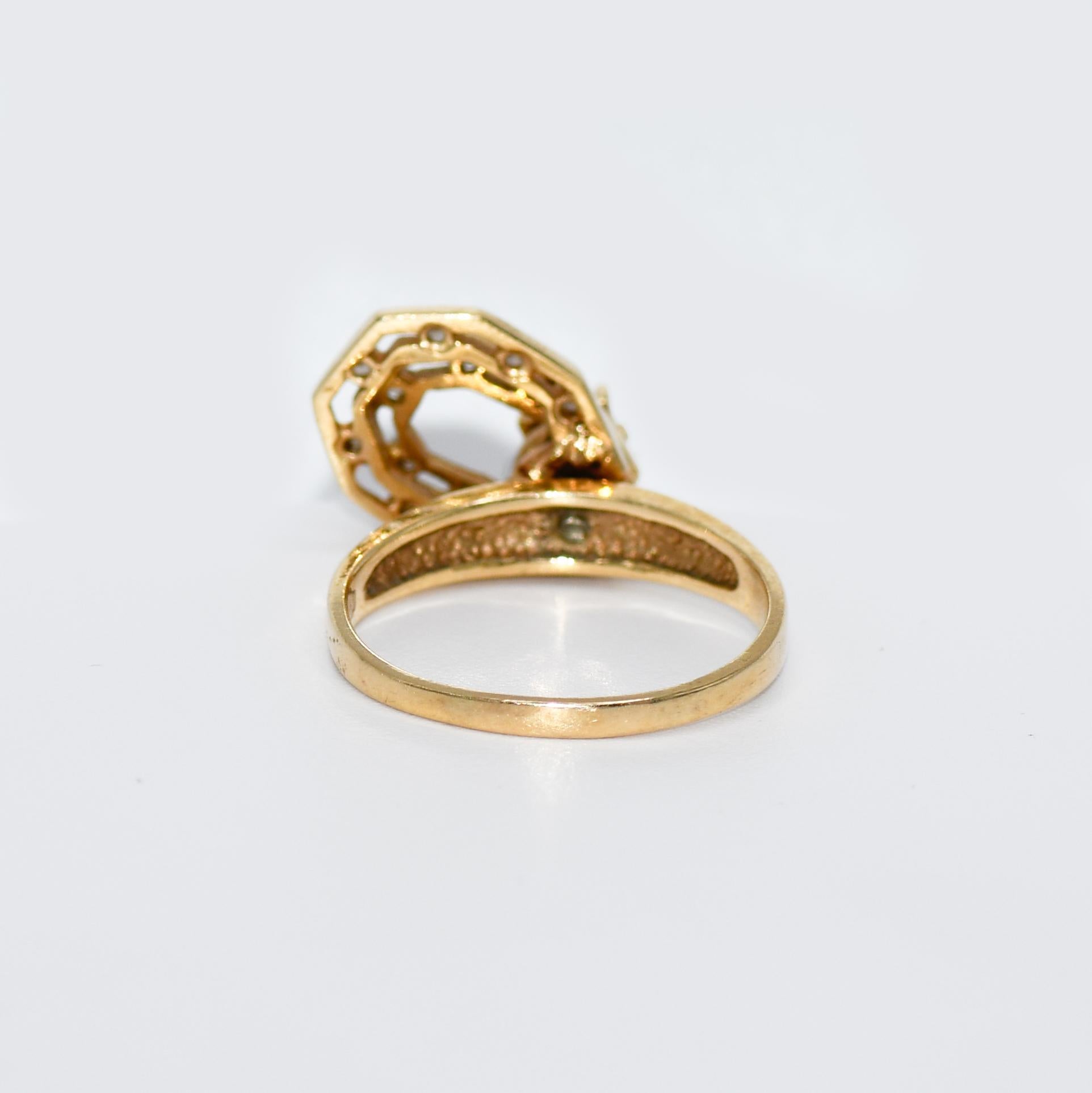 14K Yellow Gold Free Spinning Diamond Cocktail Ring, 5.8gr In Excellent Condition For Sale In Laguna Beach, CA