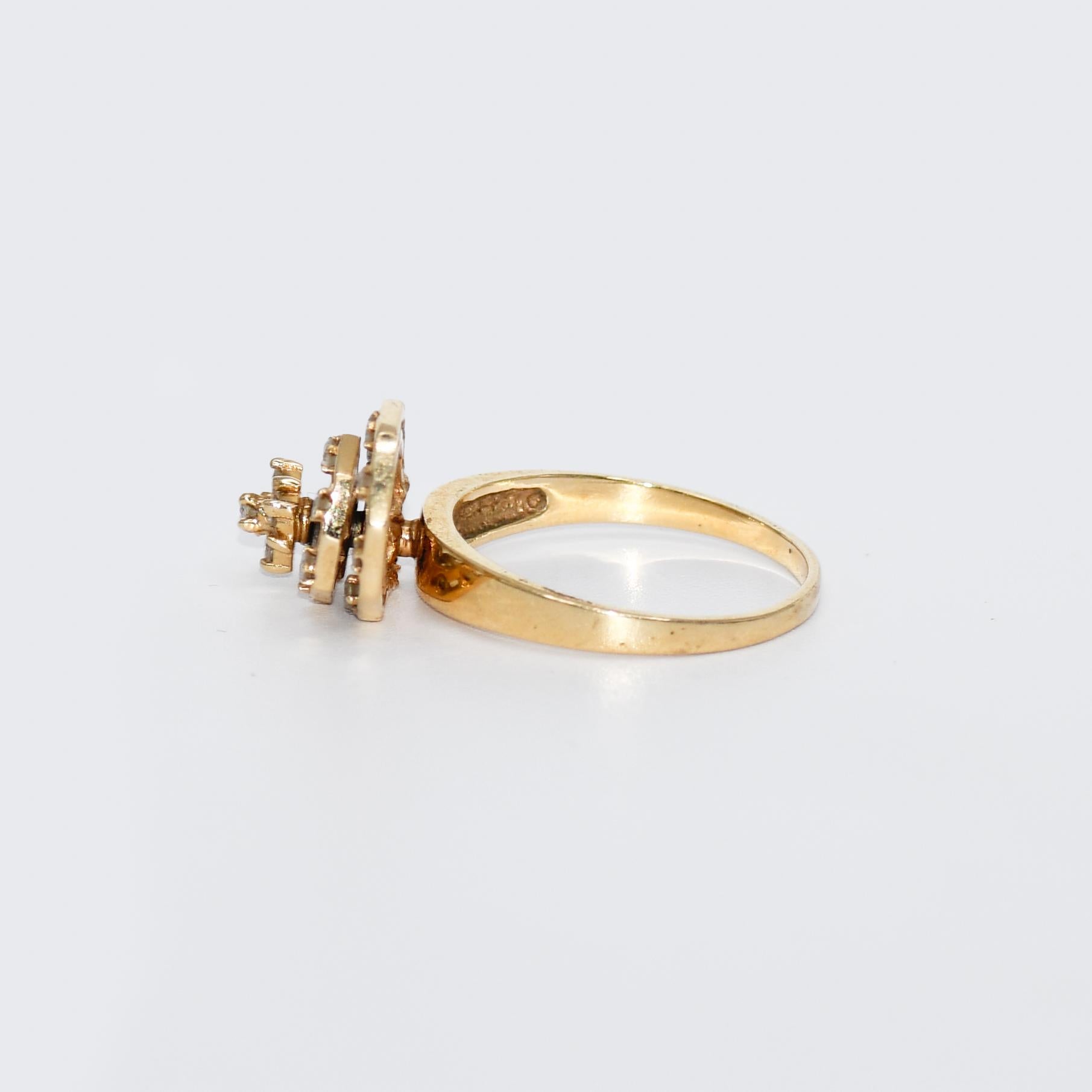 14 Karat Gelbgold Frei Spinning Diamant-Cocktailring, 5.8 Karat 1