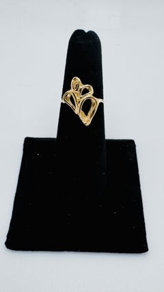 14K Yellow Gold Freeform Minimalist Ring, Art Deco, Size 6, 1990