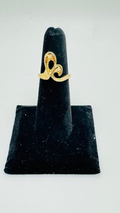 14K Yellow Gold Freeform Minimalist Ring, Size 6.5, Art Deco Style