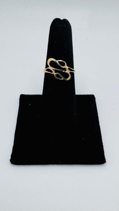 14K Yellow Gold Freeform Minimalist Ring, Size 7, Art Deco Style, 1990
