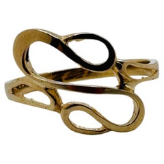 14K Yellow Gold Freeform Minimalist Ring, Size 7, Art Deco Style, 1990