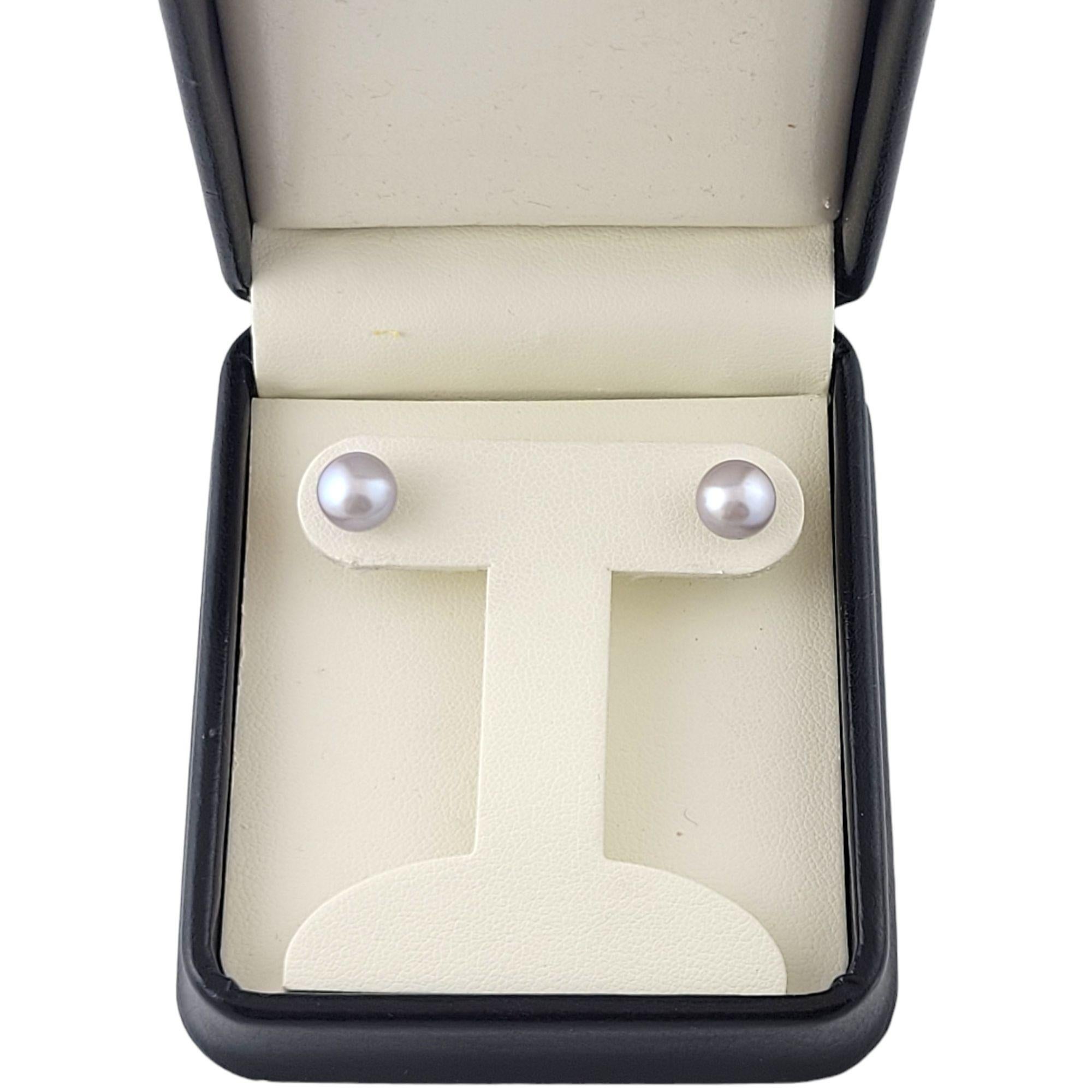 14K Yellow Gold Freshwater Black Pearl Studs #13581 For Sale 1