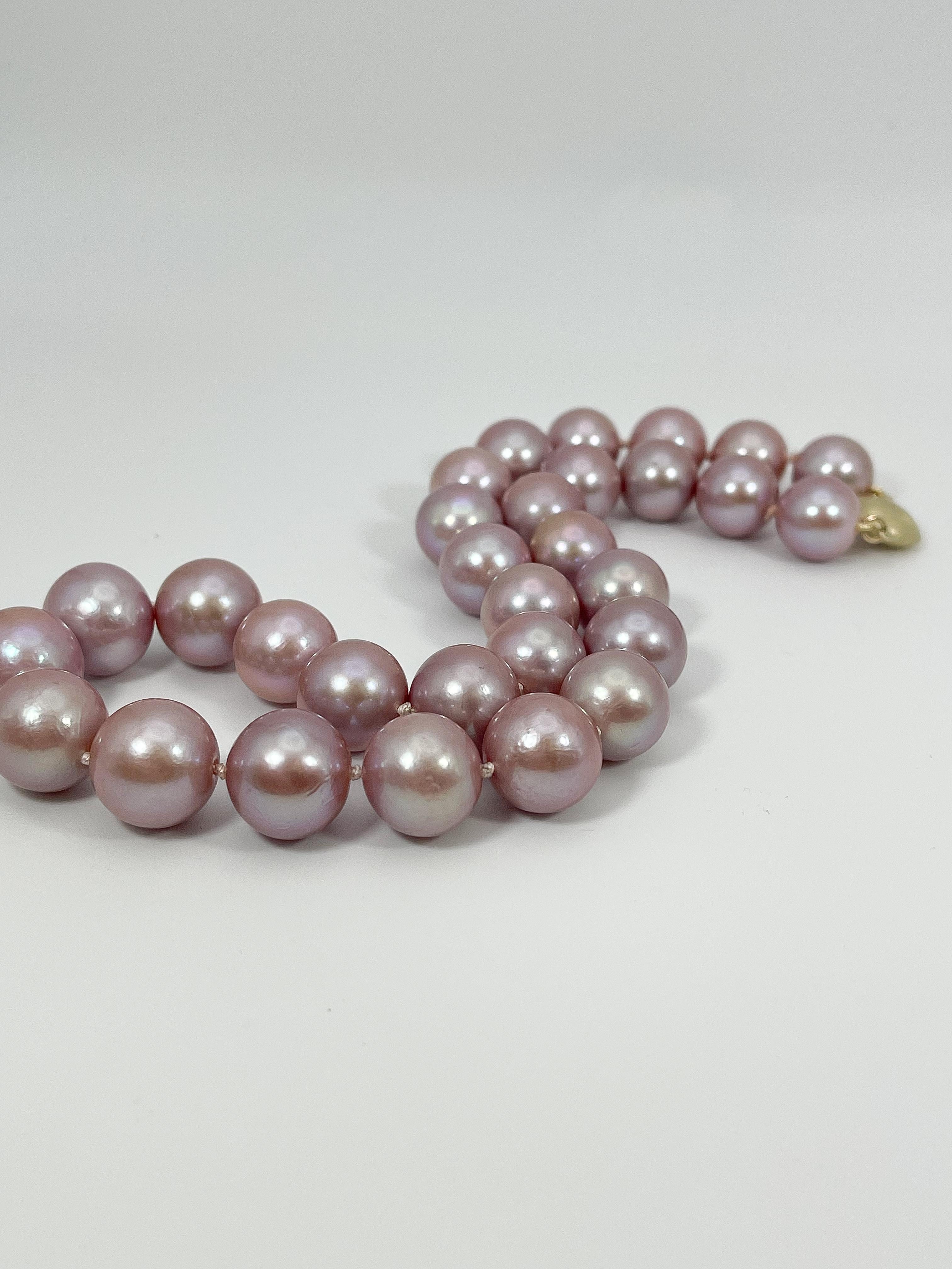 Bead 14K Yellow Gold Freshwater Edison Natural Pink Pearl Necklace For Sale