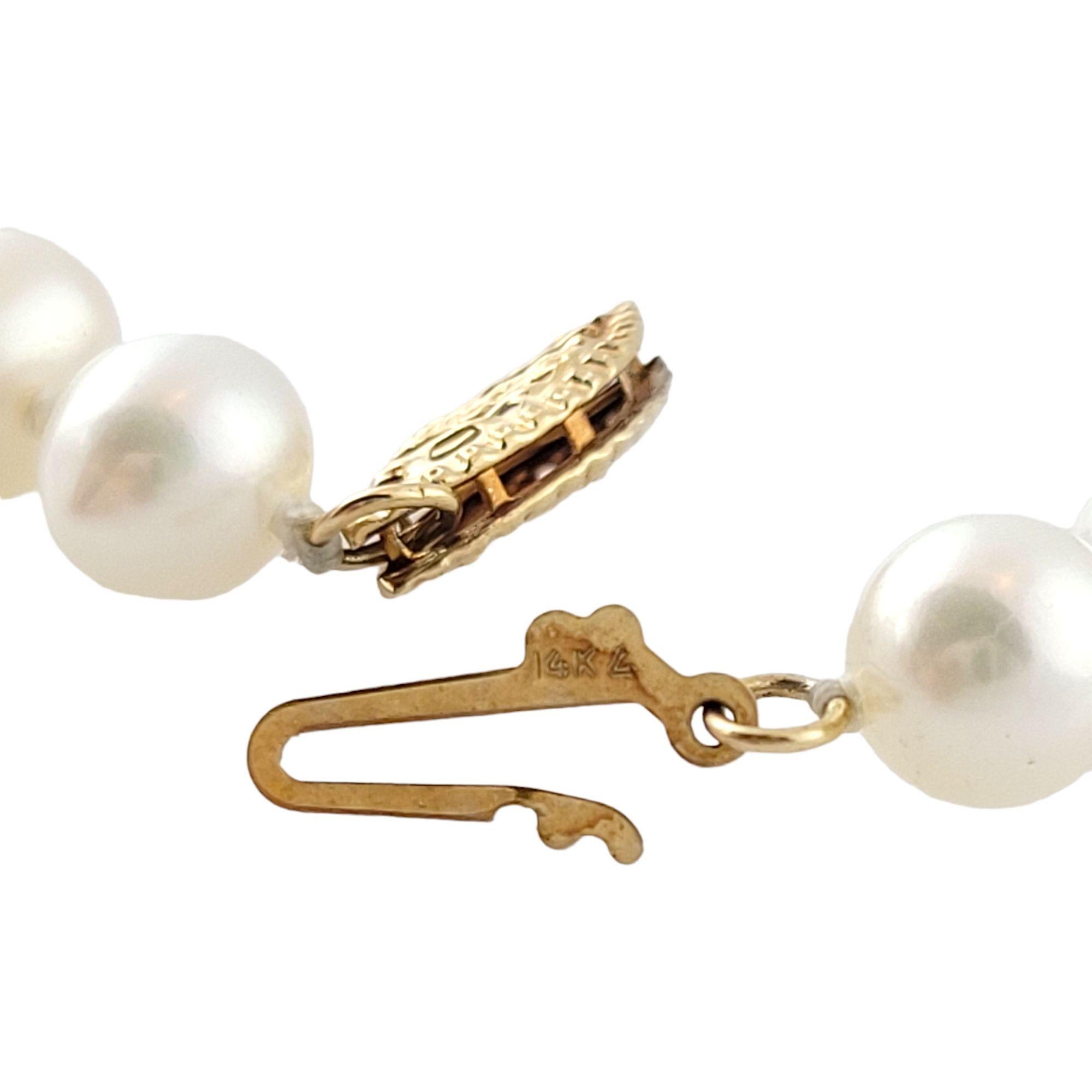 14K Yellow Gold Freshwater Pearl Bracelet #13587 In Good Condition For Sale In Washington Depot, CT