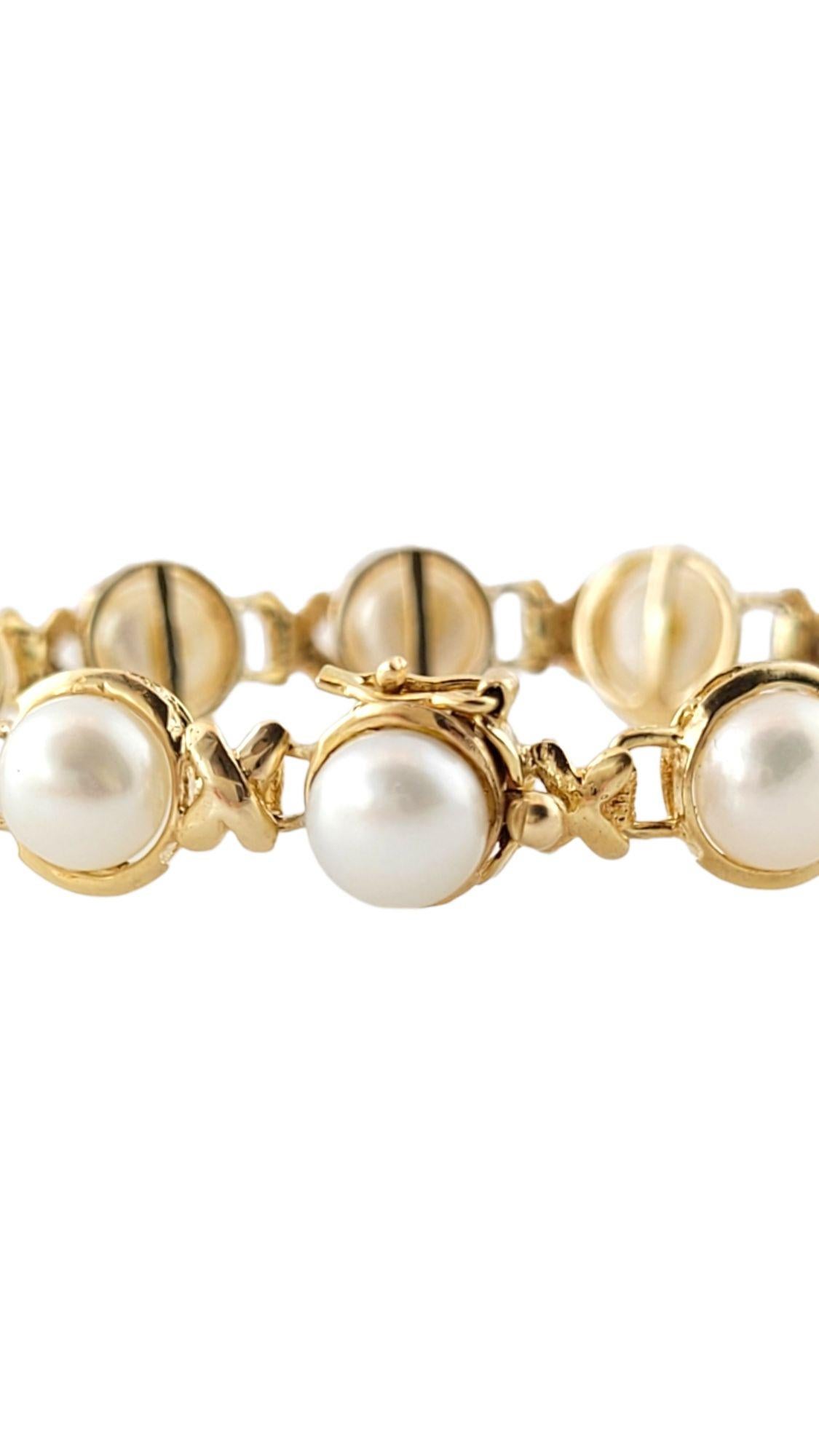 14K Yellow Gold Freshwater Pearl Bracelet #14472 In Good Condition In Washington Depot, CT
