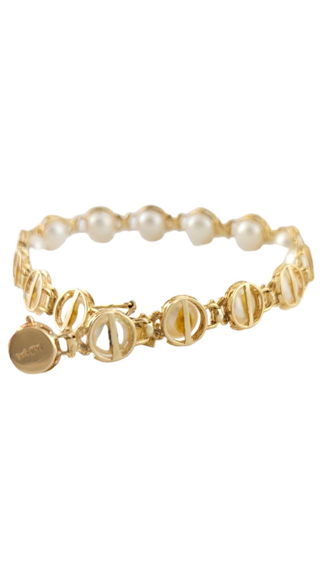 14K Yellow Gold Freshwater Pearl Bracelet For Sale 2