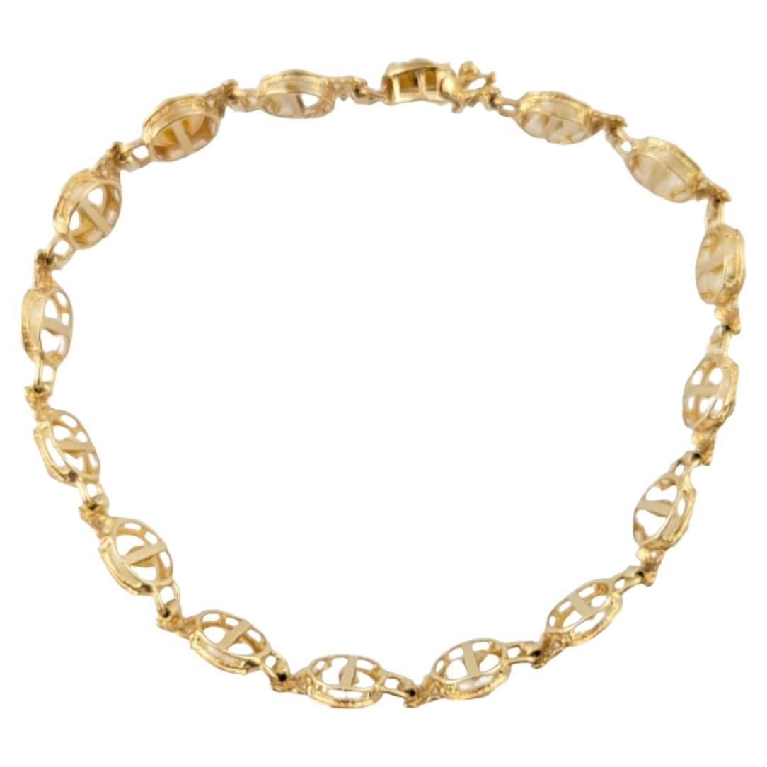 14K Yellow Gold Freshwater Pearl Bracelet For Sale