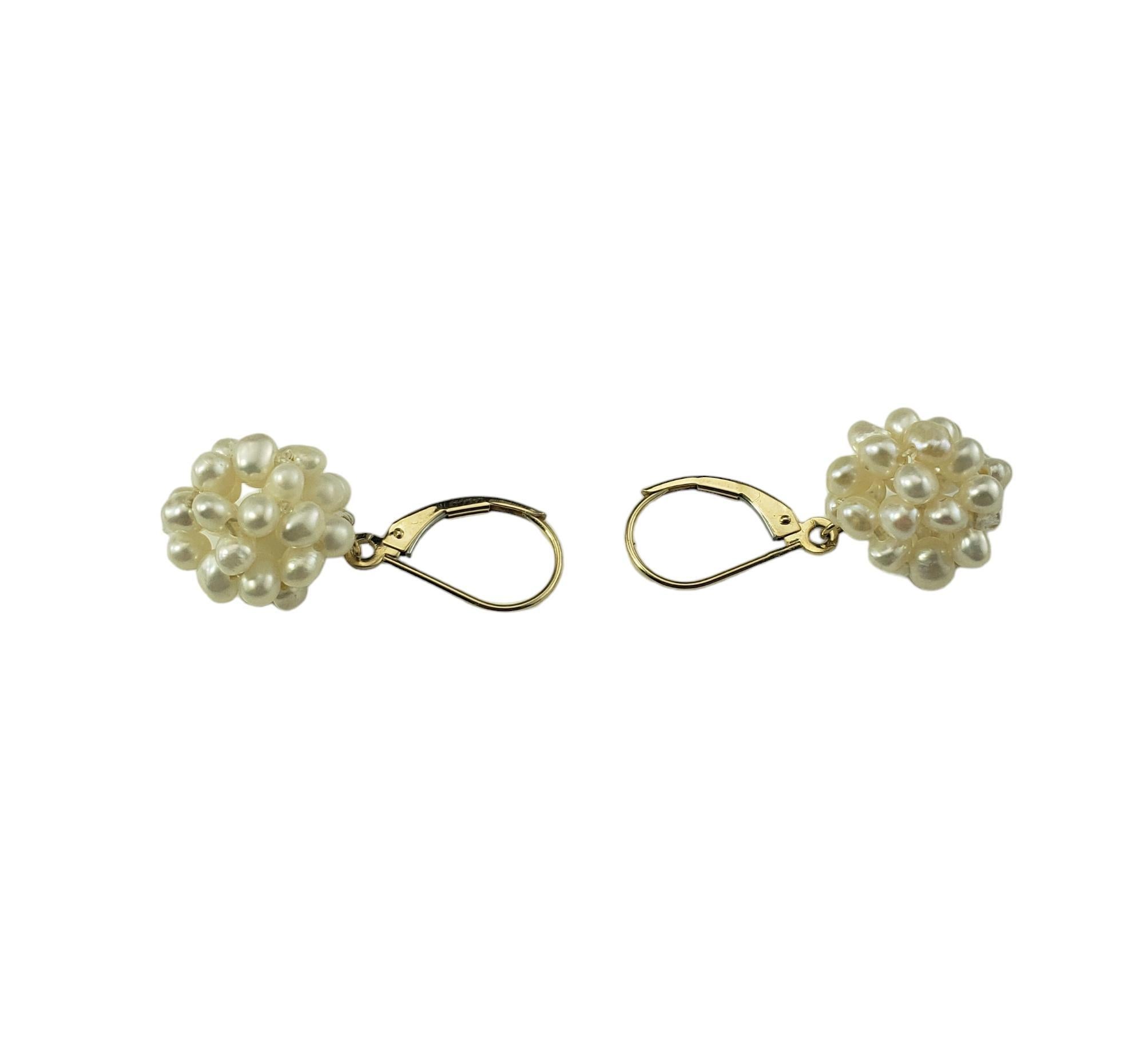 14K Yellow Gold Freshwater Pearl Cluster Earrings #16384 In Good Condition For Sale In Washington Depot, CT