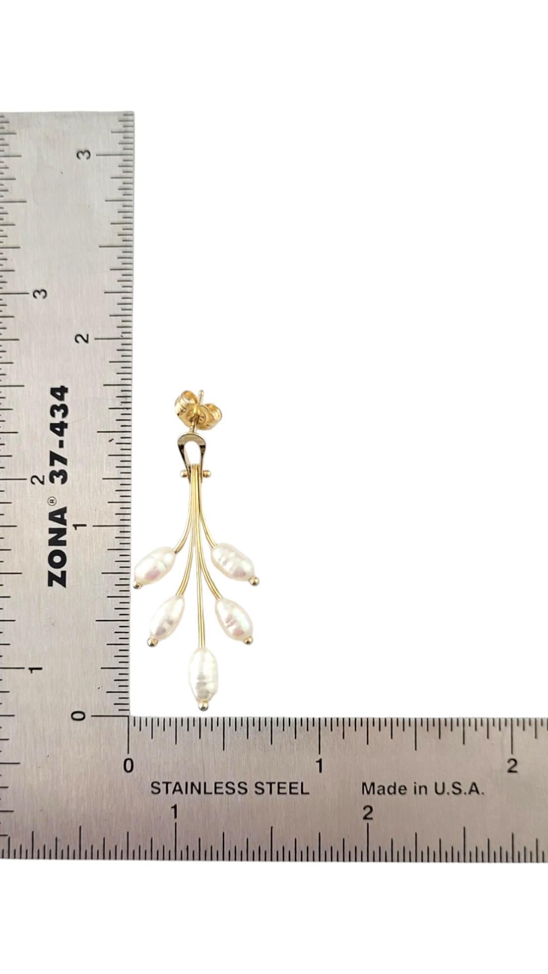 Women's 14K Yellow Gold Freshwater Pearl Dangle Earrings #16926 For Sale