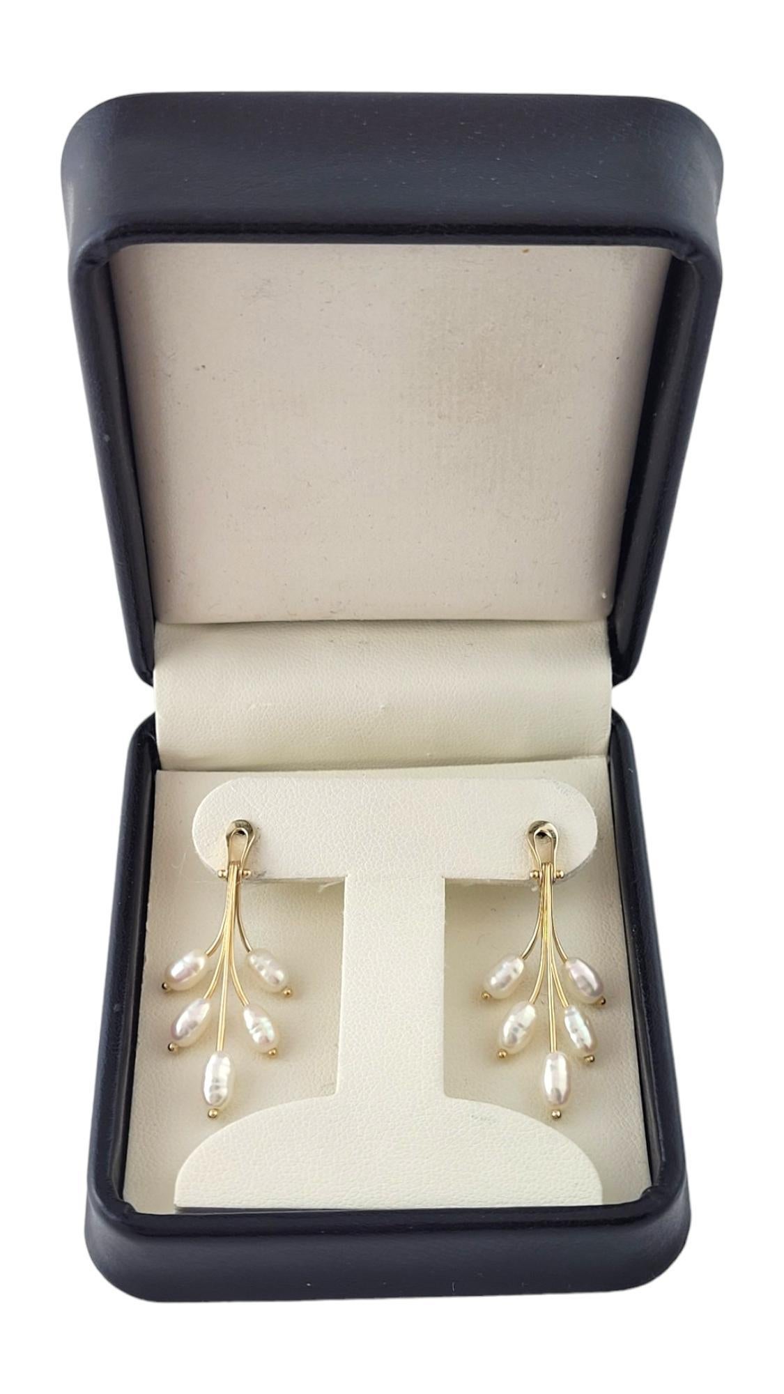 14K Yellow Gold Freshwater Pearl Dangle Earrings #16926 For Sale 1