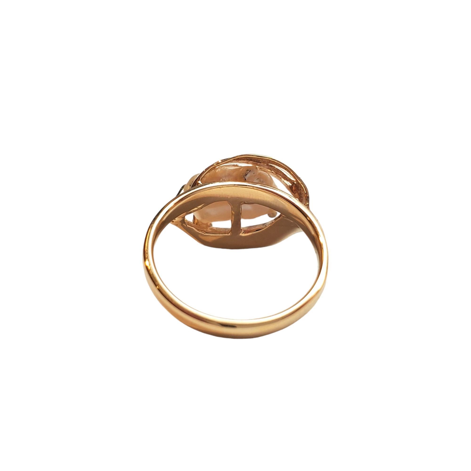 14K Yellow Gold Freshwater Pearl & Diamond Ring #17541 In Good Condition For Sale In Washington Depot, CT