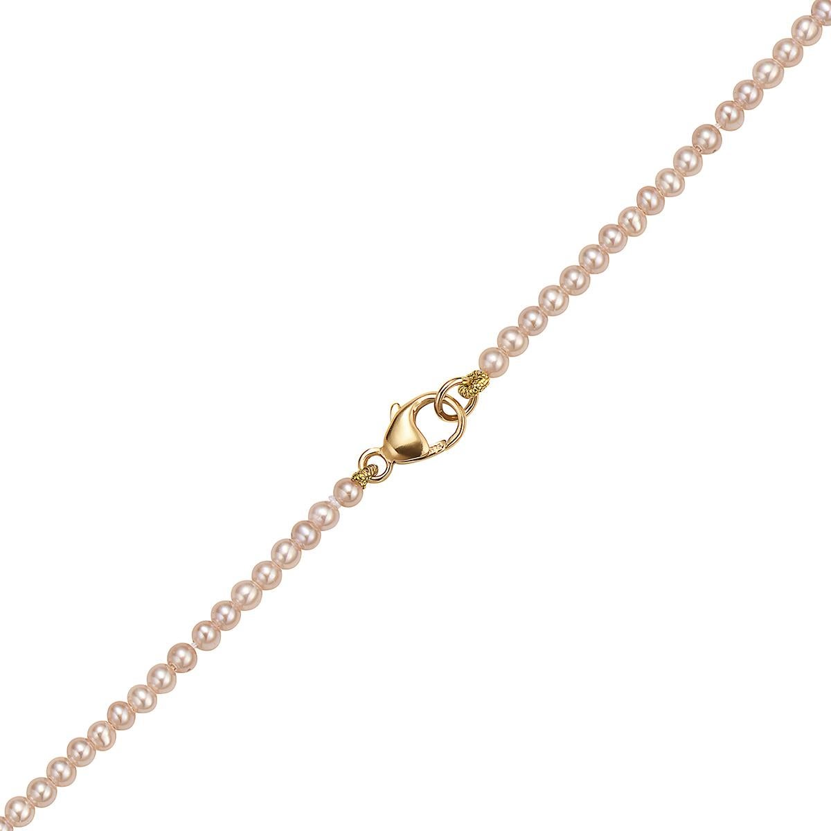 Contemporary 14K Yellow Gold Freshwater Pink 2-2.5mm Cultured Pearl Necklace  For Sale