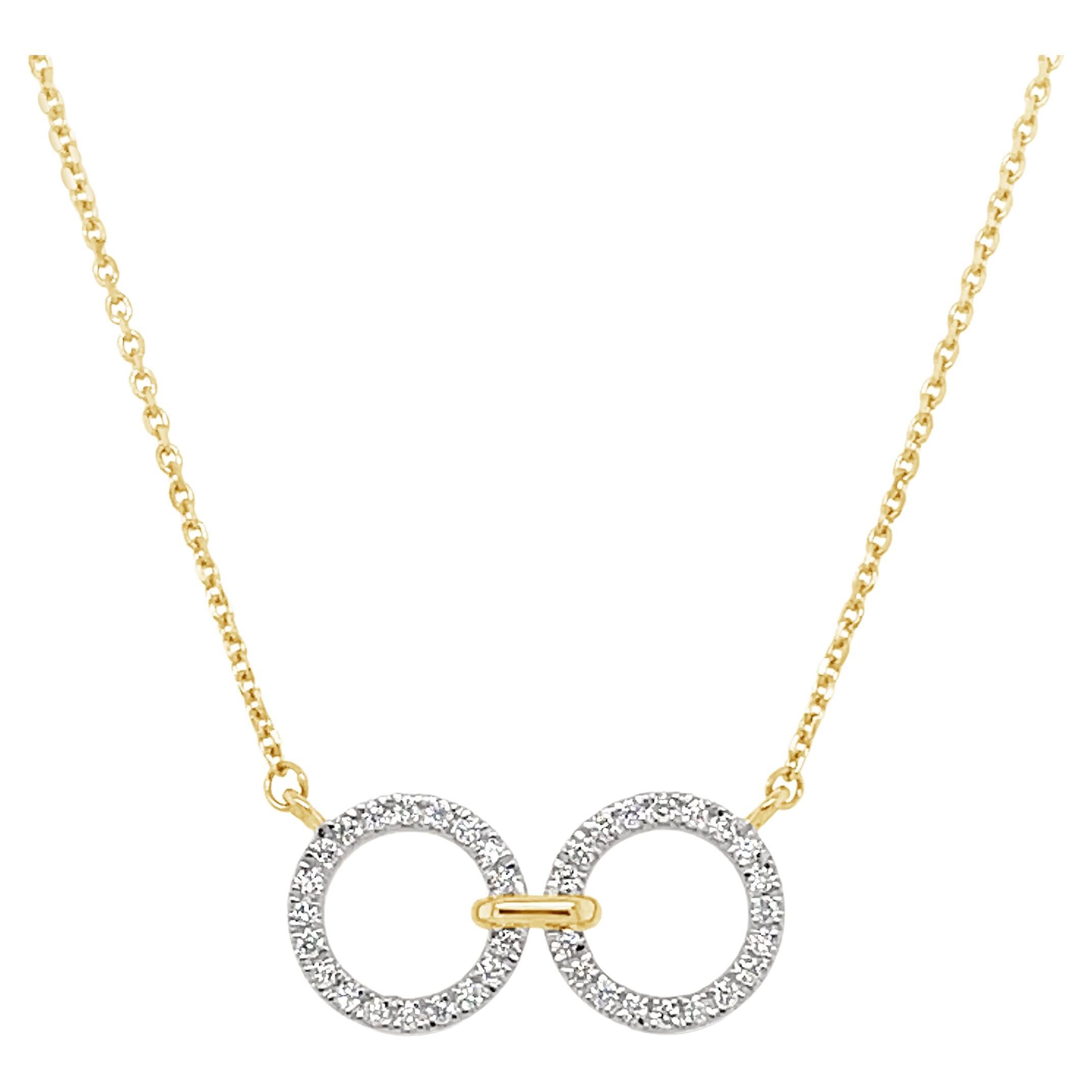 14k Yellow Gold Full Circle Link Diamond Necklace For Sale