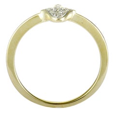 14 Karat Yellow Gold Full Diamond Small Hamsa Ring