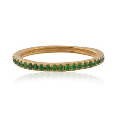 14K Gelbgold volle Ewigkeit natürlichen Smaragd Band Ring 0,51 Karat Braut Ring