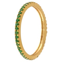 14K Gelbgold volle Ewigkeit natürlichen Smaragd Band Ring 0,51 Karat Braut Ring