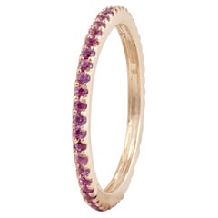 Anello a fascia in oro giallo 14 carati con zaffiro rosa 0,46 carati Gioielli da sposa