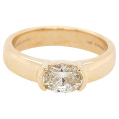 Oro amarillo de 14 quilates Gabriel & Co. Anillo de compromiso de diamantes talla oval