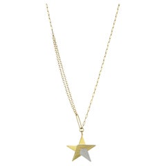14 Karat Gelbgold Galactic Bold Star Halskette mit Diamanten