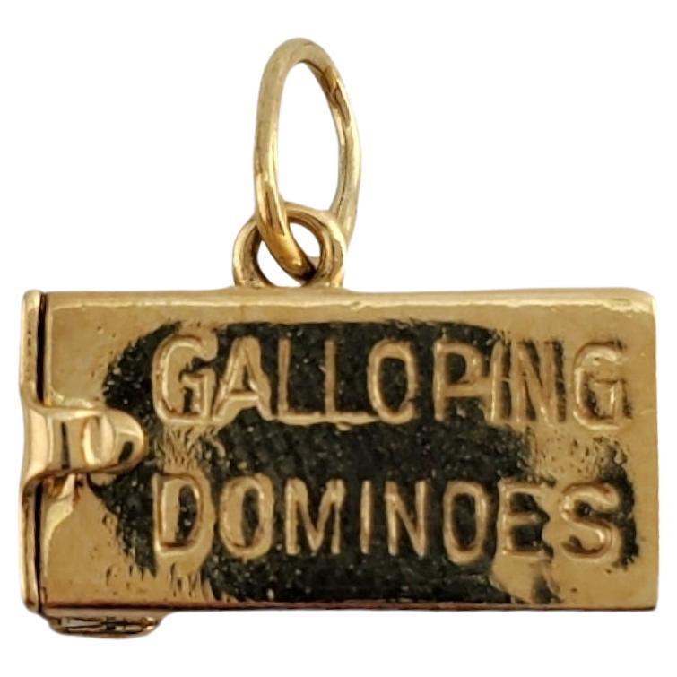 14K Yellow Gold Galloping Dominoes with Dice Inside Charm For Sale