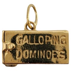 Vintage 14K Yellow Gold Galloping Dominoes with Dice Inside Charm